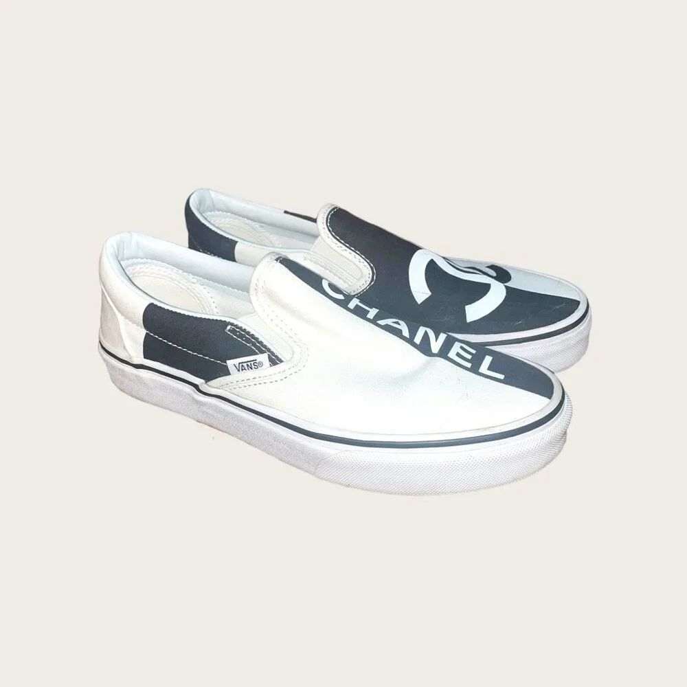 Custom Chanel Vans Slip On’s Sz 7.5